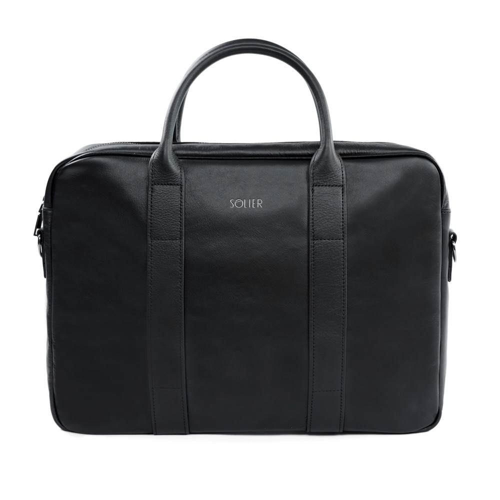 Geanta laptop Solier EDYNBURG din piele naturala, negru SL20