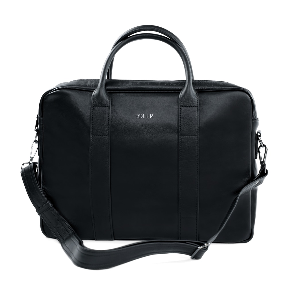Geanta laptop Solier EDYNBURG din piele naturala, negru SL20
