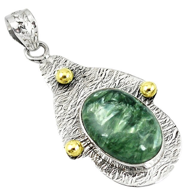 Pandantiv bijuterie din argint 925 cu seraphinit handmade