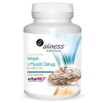 Calciu cu Vitamina D3 si Vitamina K2 Aliness, 100 tablete Calciu cu Vitamina D3 si Vitamina K2 Aliness, 100 tablete