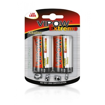 Baterii Vipow LR20, 1.5V, 2 bucati Baterii Vipow LR20, 1.5V, 2 bucati