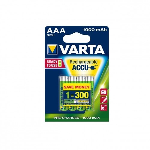 Baterii Varta R3, Ni-Mh, AAA, 1000 mAh, 4 bucati