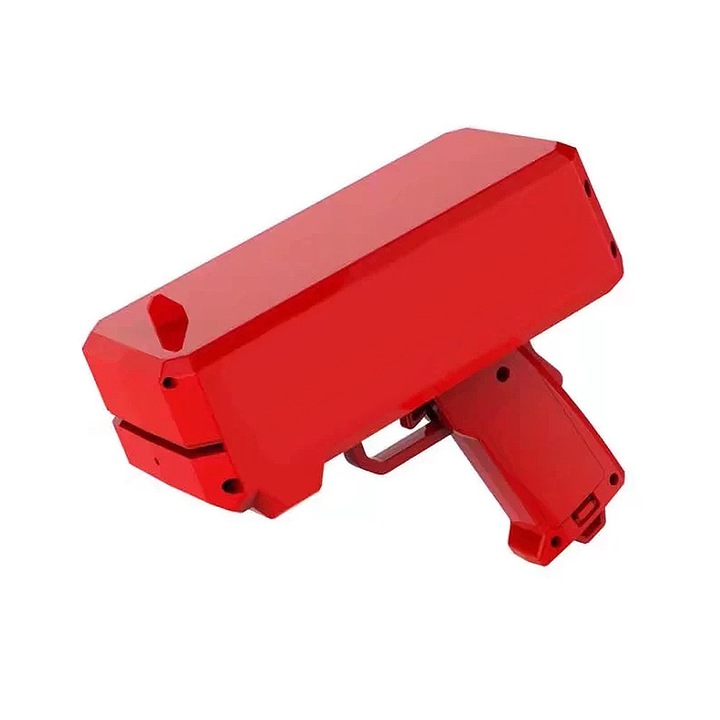 Pistol bani, aruncator de bancnote, pentru petreceri, Money Gun, Cash Canon, bancnote incluse, rosu, FMD098