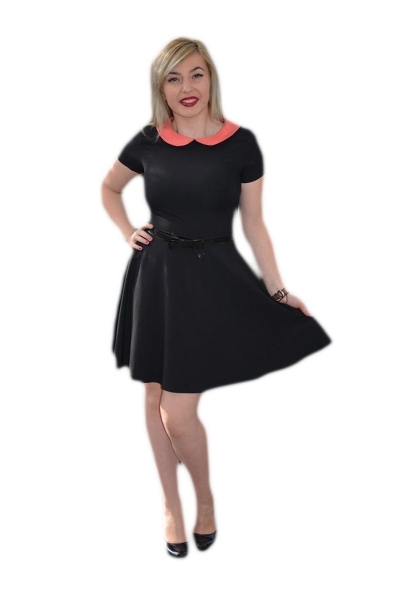 Rochie casual, in clos,D&J Exclusive,, Negru-corai