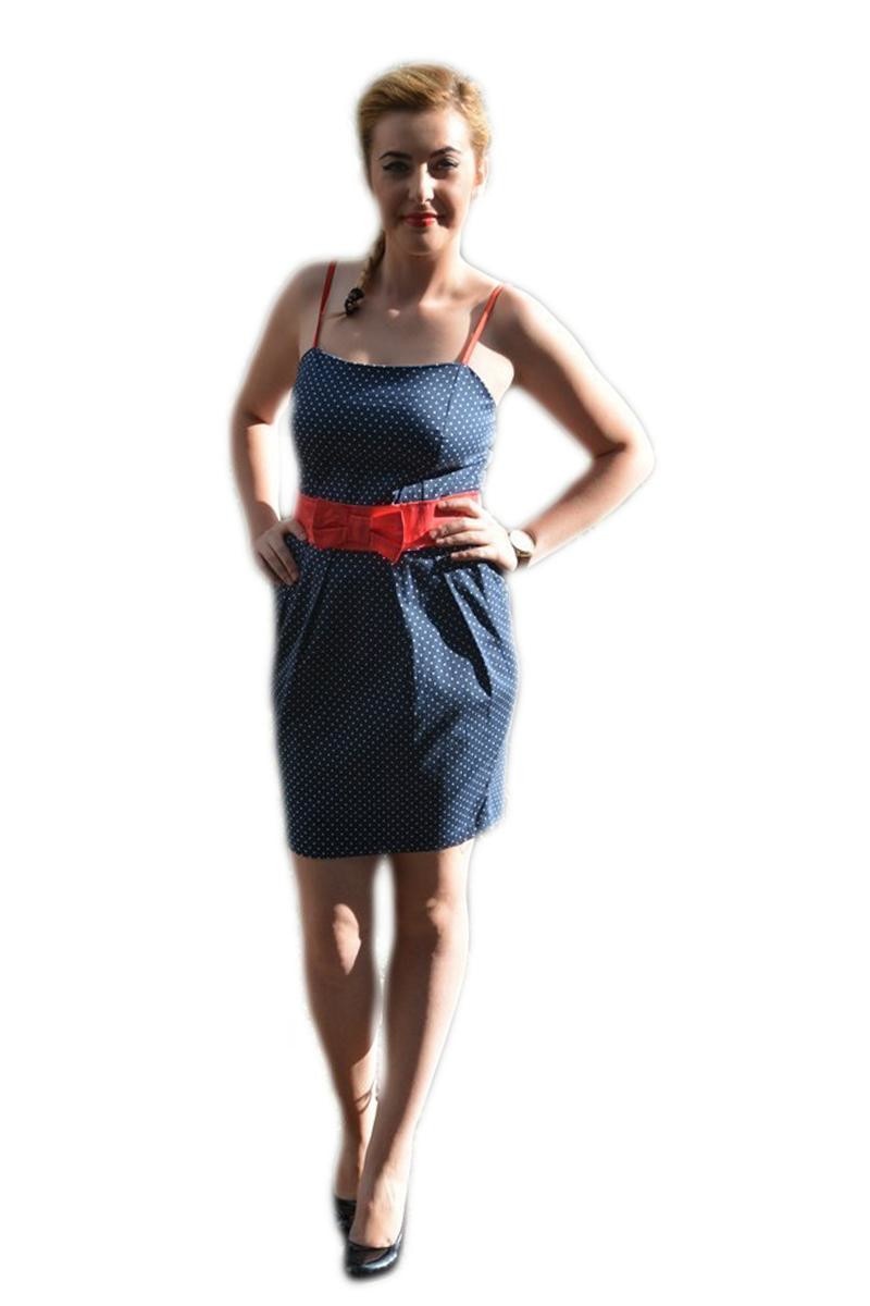 Rochie casual cu bretele,D&J Exclusive, Bleumarin