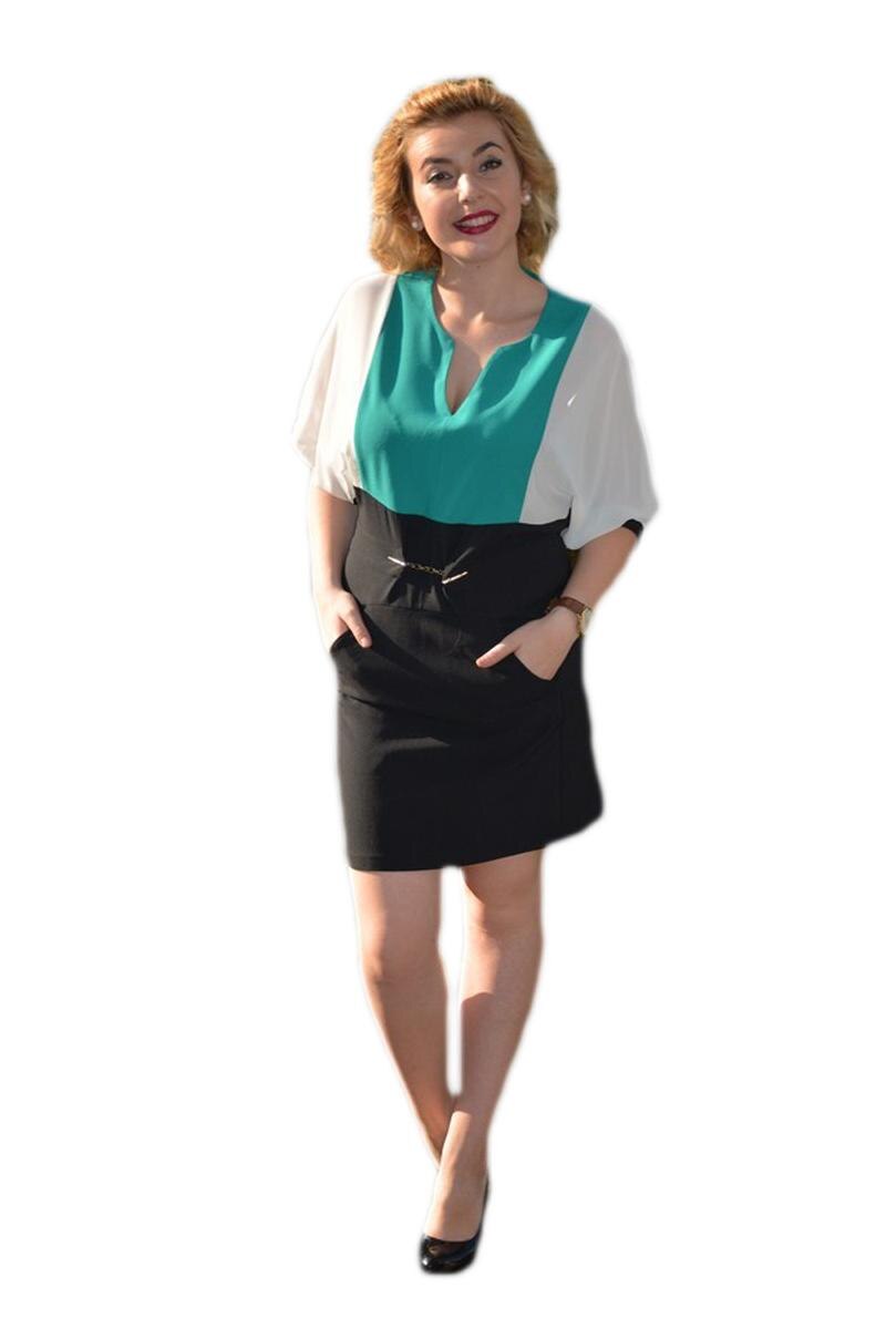 Rochie feminina,D&J Exclusive,Negru-Turcoaz, Negru-turcoaz