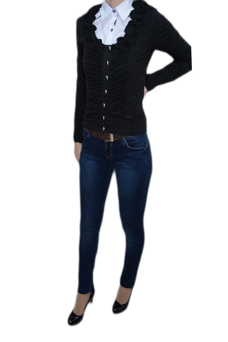 Blugi casual,curea fashion, D&J Exclusive, Albastru marin