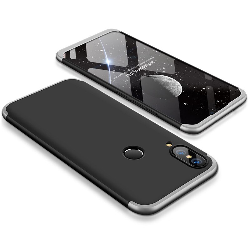 Husa Full Cover Plastic 360 Huawei P20 Lite - Negru-Argintiu