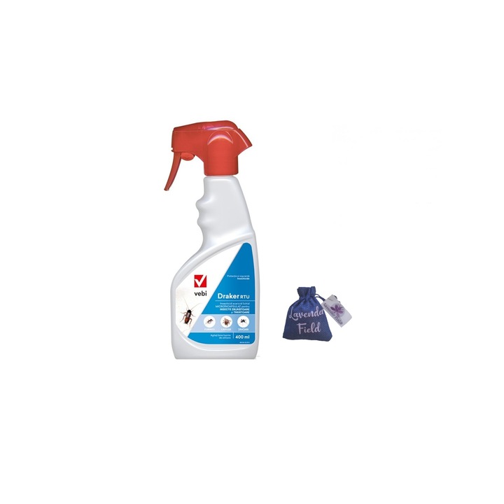 Insecticid profesional DRAKER RTU 400 ml - anti muste, gandaci, tantari, furnici si sac lavanda LF 10 gr