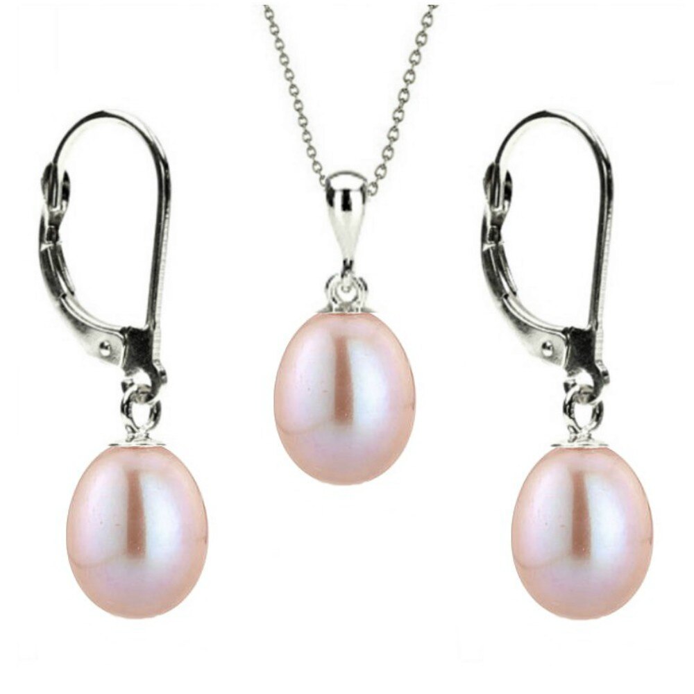 Set Aur Alb 14k si Perle Naturale Teardrops Lavanda