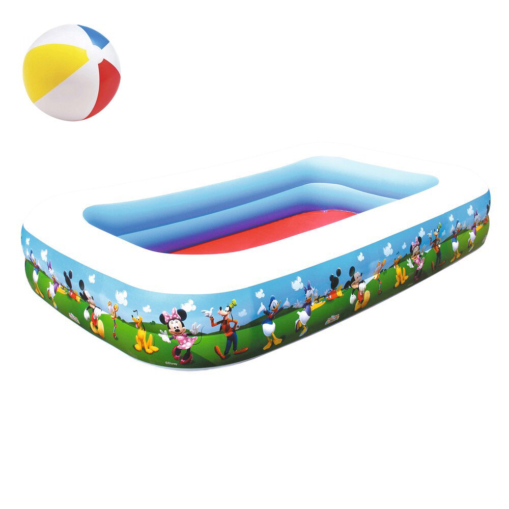 Piscina gonflabila Soda Summer pentru copii, imprimeu Disney Club, 262x175x51 cm + cadou minge de plaja