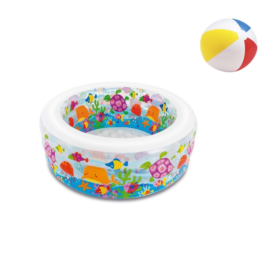 Piscina gonflabila Soda Summer pentru copii, rotunda, tematica marina, 152x56 cm + cadou minge de plaja