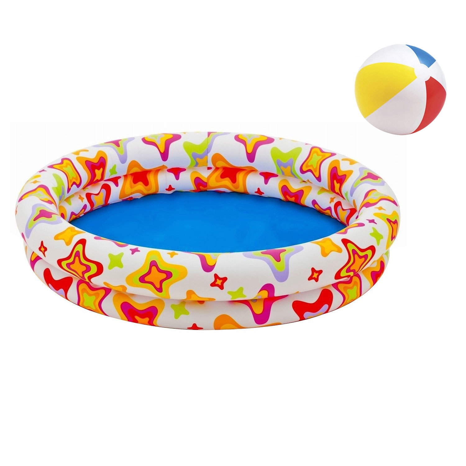 Piscina gonflabila Soda Summer pentru copii formata din 2 inele gonflabile, imprimeu cu stelute colorate