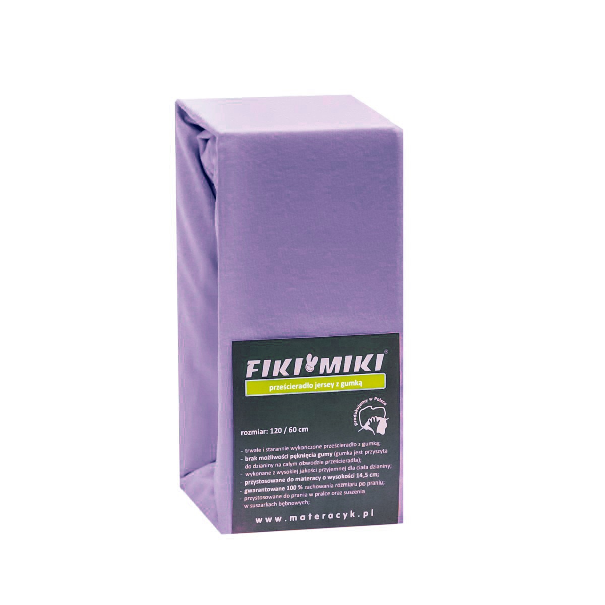 Cearsaf cu elastic Fiki Miki din bumbac, 120 x 60 cm, Mov