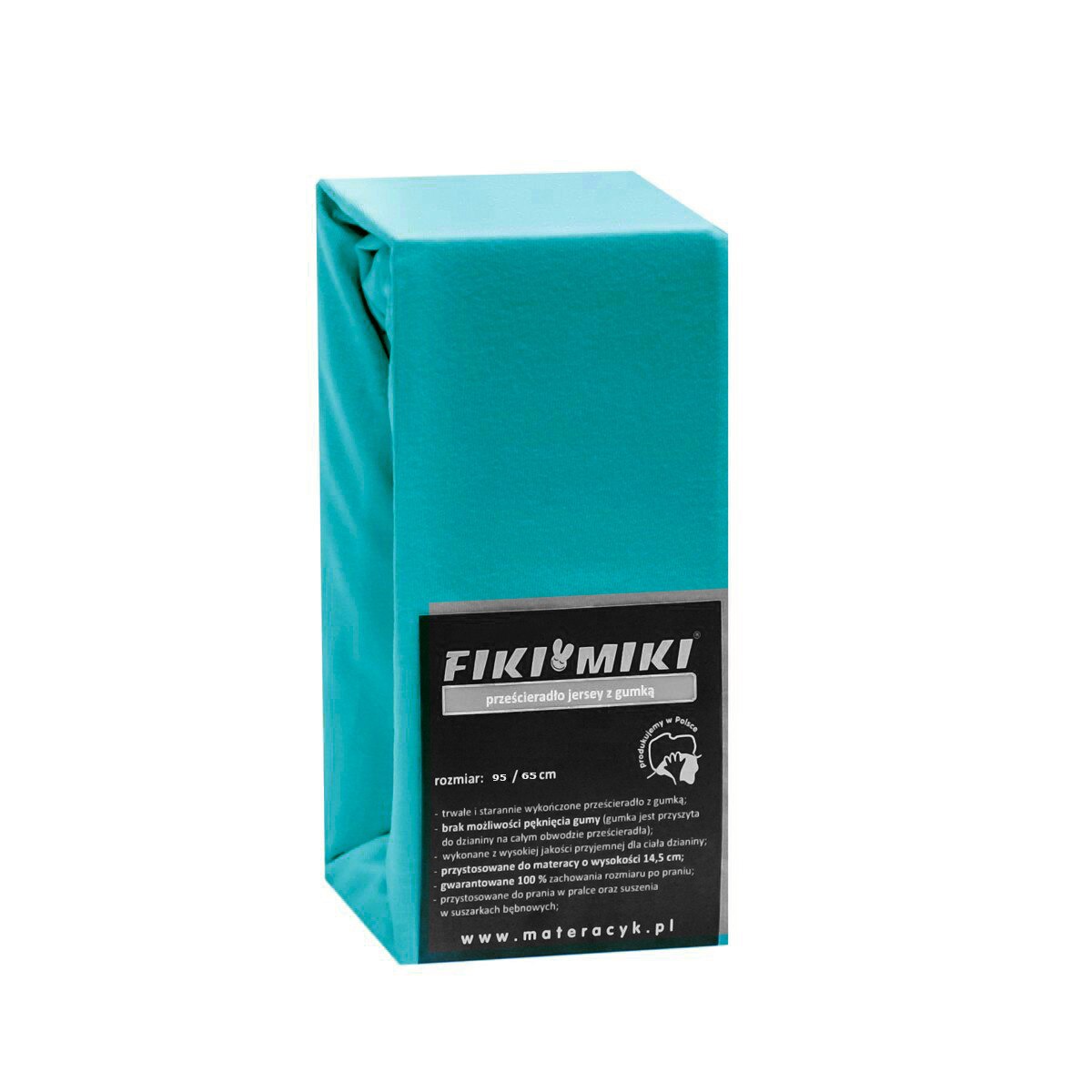 Cearsaf Fiki Miki cu elastic jerse din bumbac Menta 95/65 cm