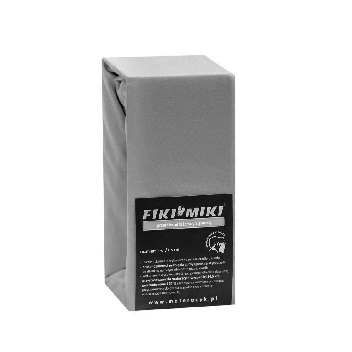 Cearsaf Fiki Miki cu elastic jerse din bumbac Gri 95/65 cm