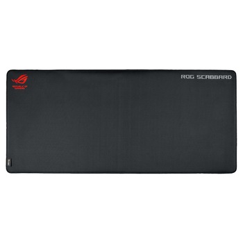 Mousepad gaming ASUS ROG Scabbard, dimensiuni foarte mari, baza cauciucata, cusaturi anti-rupere, litere glow-in-the-dark, Negru Mousepad gaming ASUS ROG Scabbard, dimensiuni foarte mari, baza cauciucata, cusaturi anti-rupere, litere glow-in-the-dark, Negru