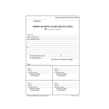 Ordin de Deplasare A5, 100 File cu Tipar Fata/Verso - Document pentru Decontarea Cheltuielilor Efectuate, Document Justificativ de Inregistrare in Contabilitate, Delegatie Brandpaper Ordin de Deplasare A5, 100 File cu Tipar Fata/Verso - Document pentru Decontarea Cheltuielilor Efectuate, Document Justificativ de Inregistrare in Contabilitate, Delegatie Brandpaper