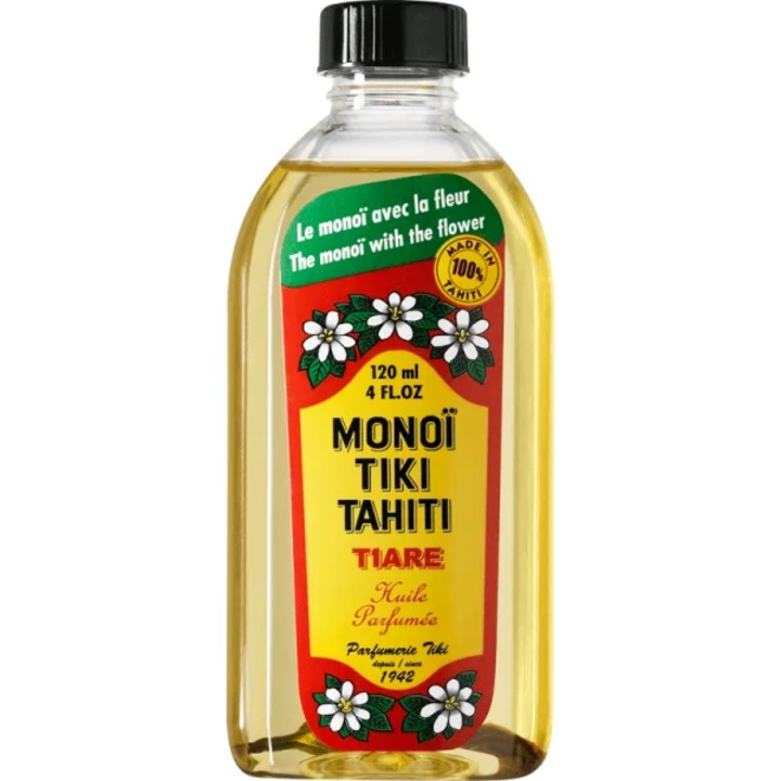 Ulei natural Monoi TIKI Tahiti Tiare, un amestec de ulei de nuca de cocos pur si esenta delicata de Tiare, Tahitian Gardenia, 120 ml