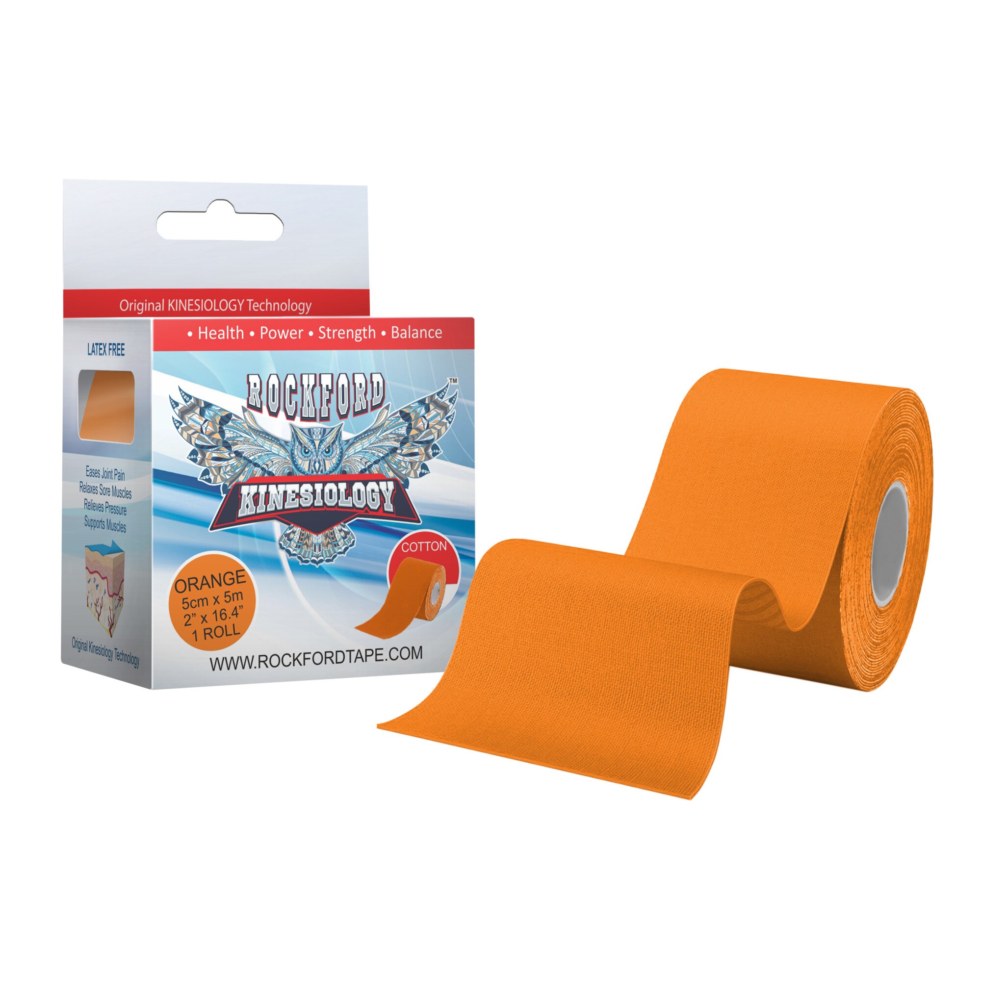 Banda Kinesiologica Rockford Kinesiology Tape, Cotton For Sports Portocalie / Orange (Kinesio Tape, Banda Kinesio)