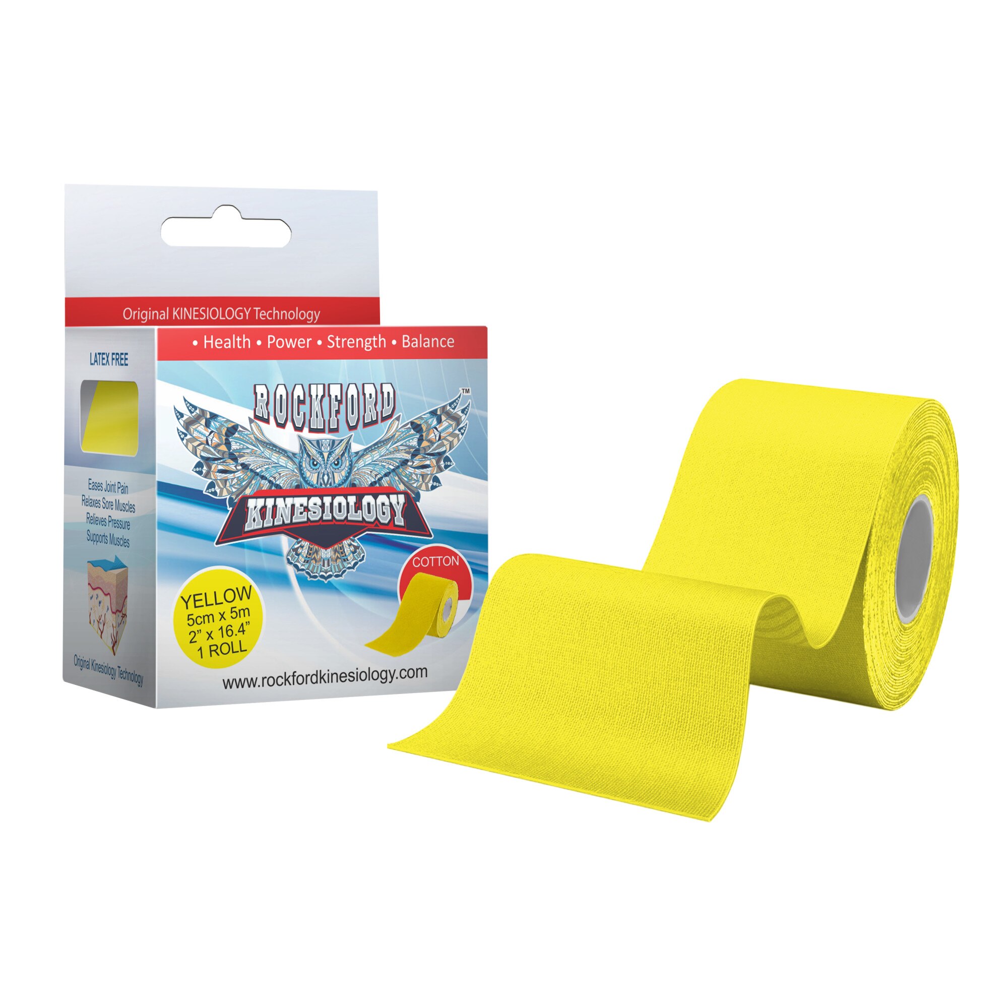 Banda Kinesiologica Rockford Kinesiology Tape, Cotton For Sports, Galben / Yellow (Kinesio Tape, Banda Kinesio)