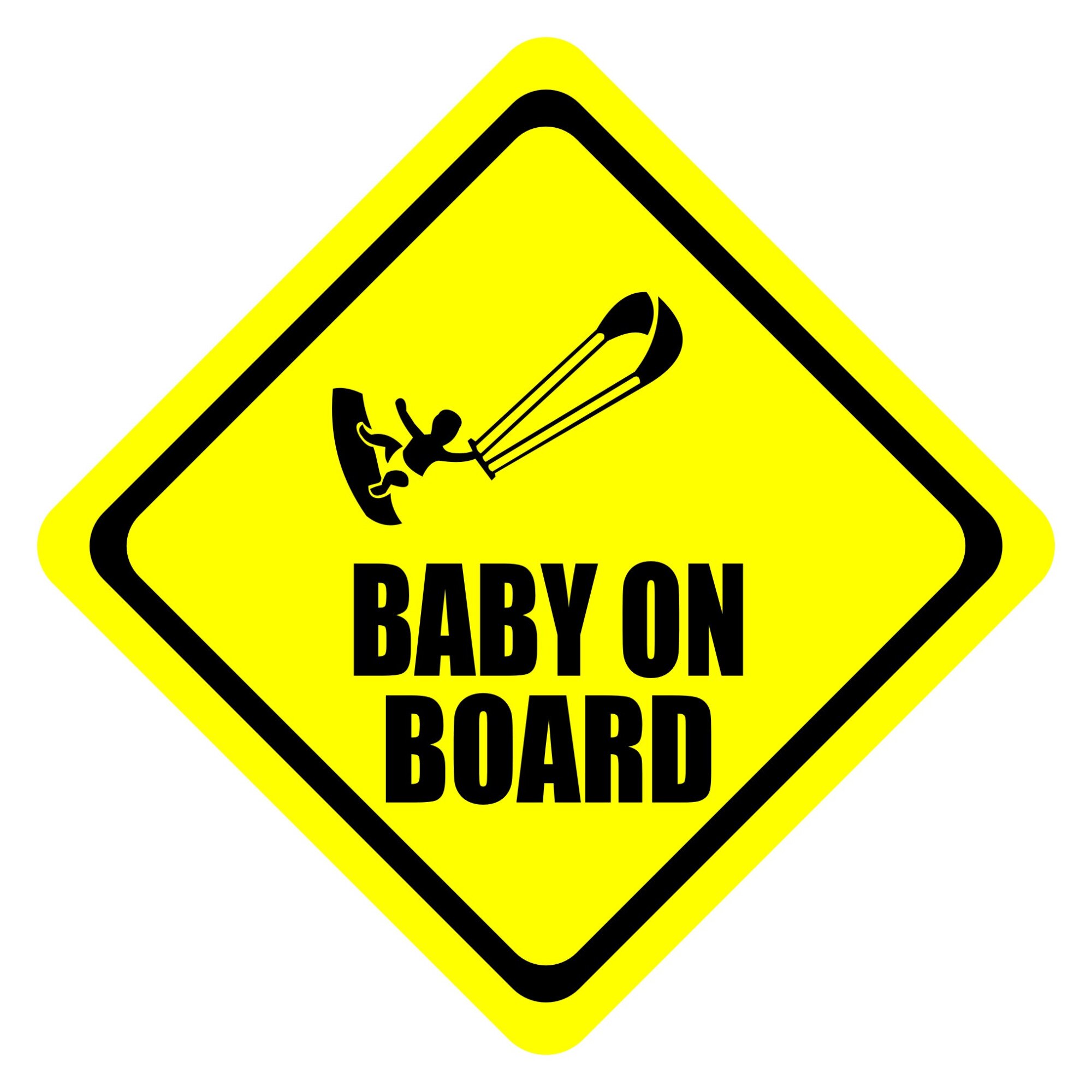 Sticker auto, Baby On Board, culoare neagra, fond galben