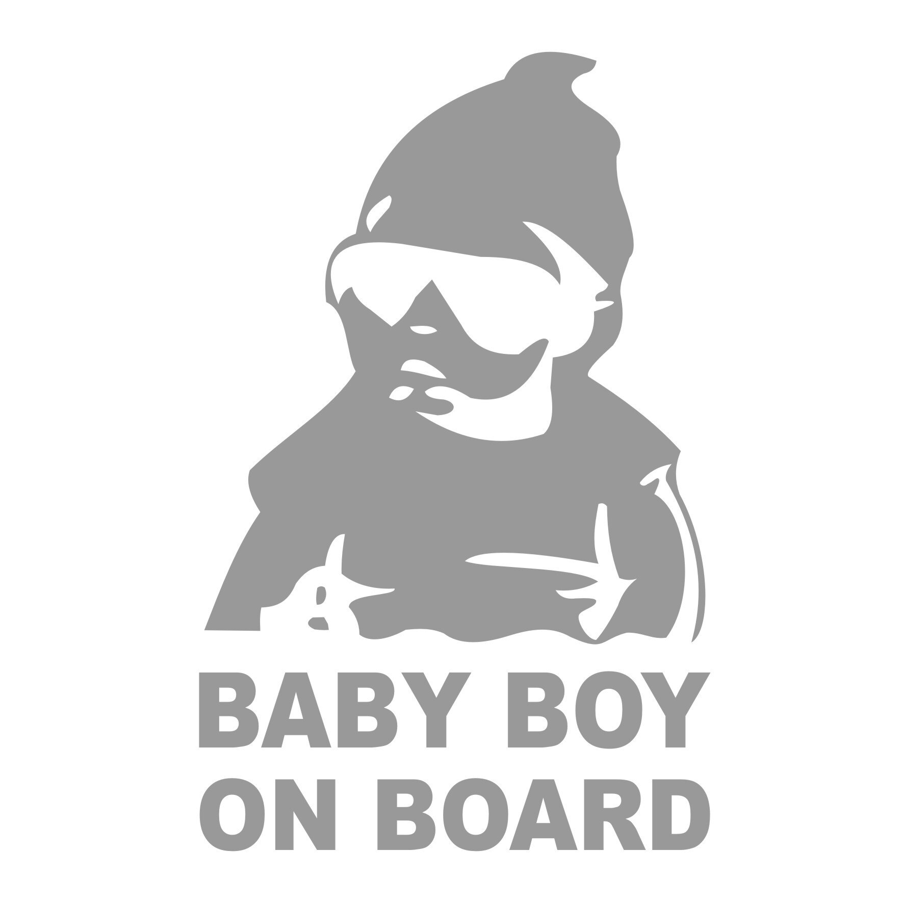 Sticker auto, Baby Boy On Board, culoare argintie