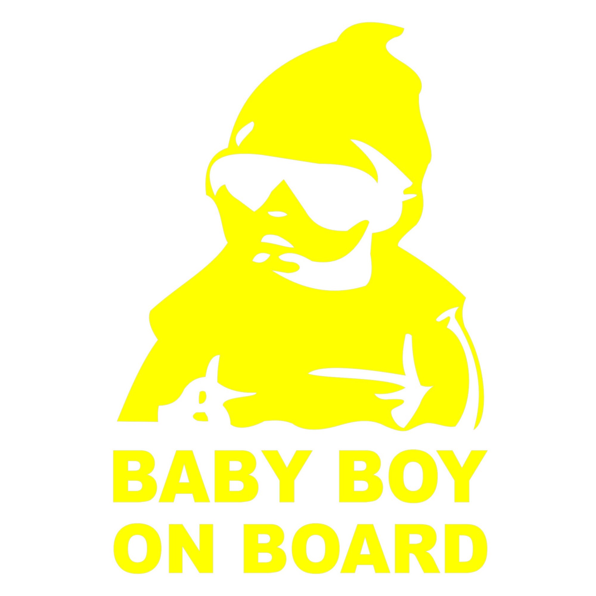 Sticker auto, Baby Boy On Board, culoare galben