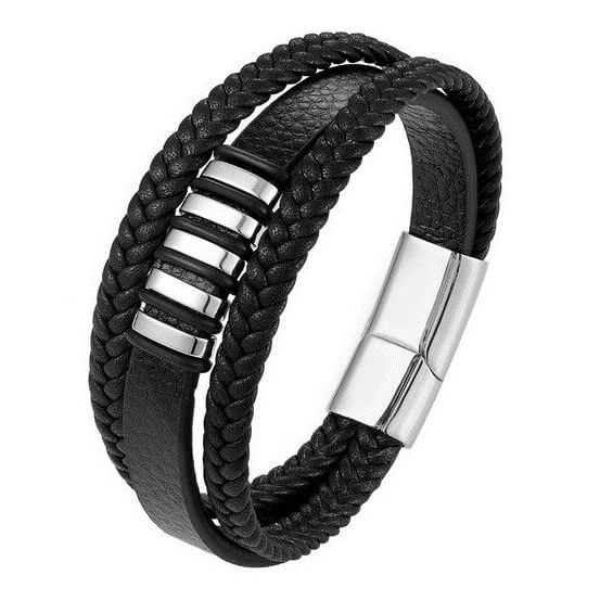 Bratara barbati piele neagra 1