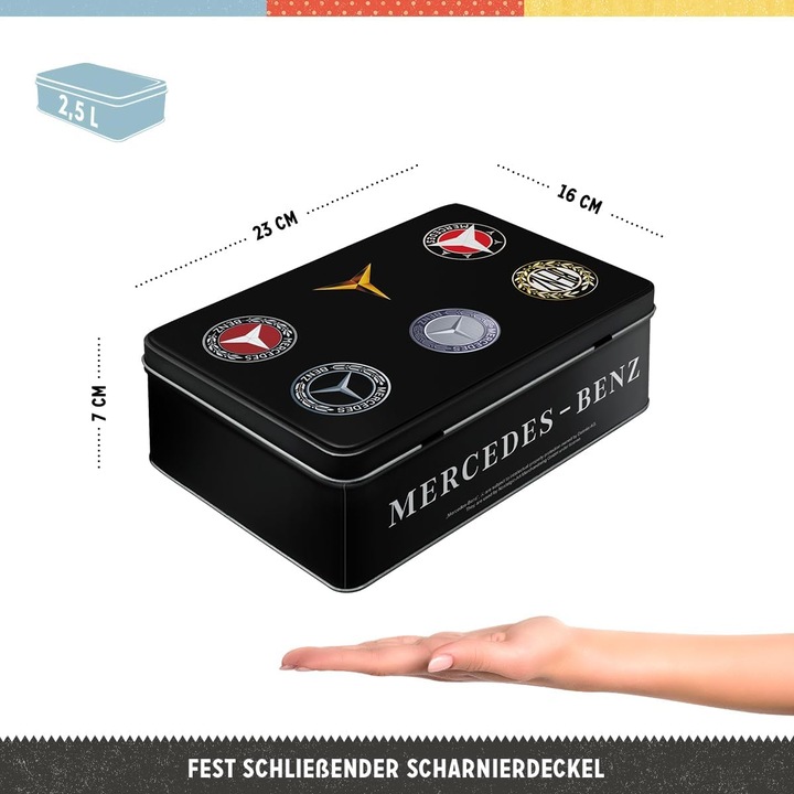 Cutie de depozitare metalica - Mercedes-Benz logo evolution