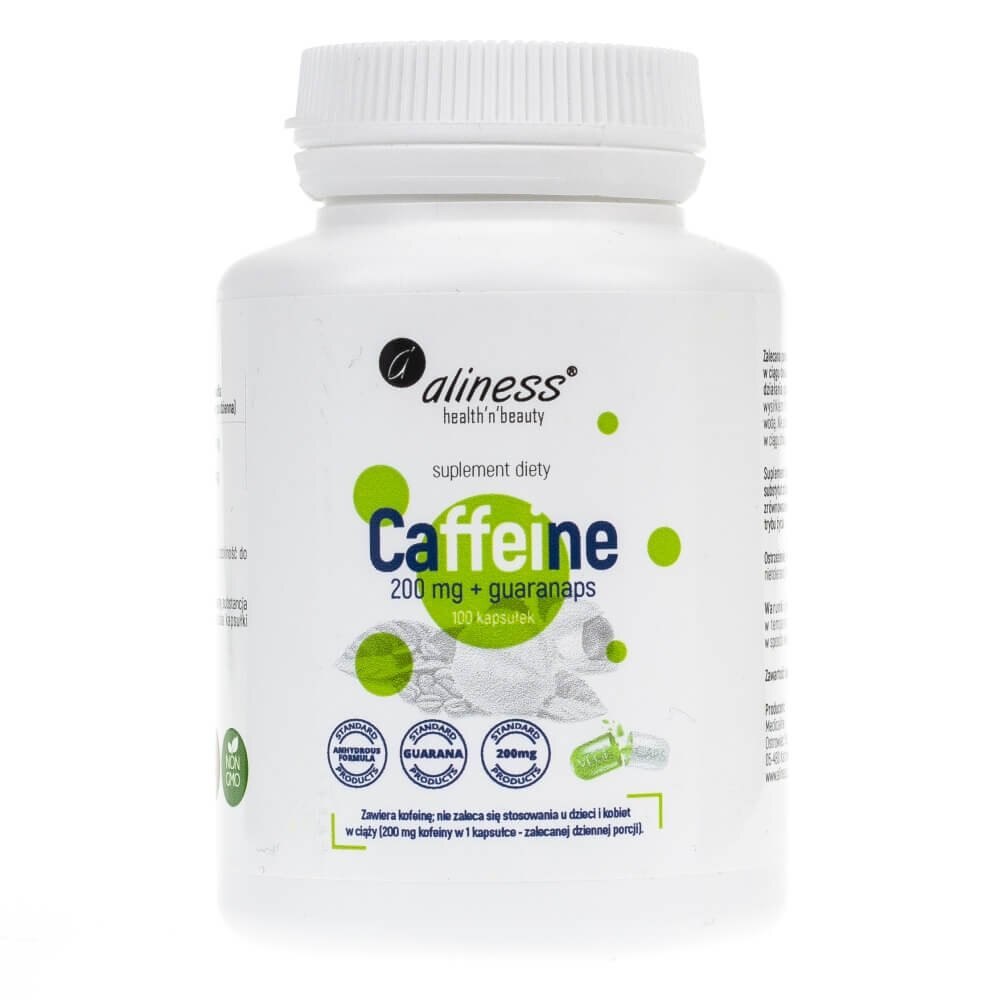 Supliment nutritiv Anvition Cafeina 200 mg cu guarana Aliness, 100 capsule