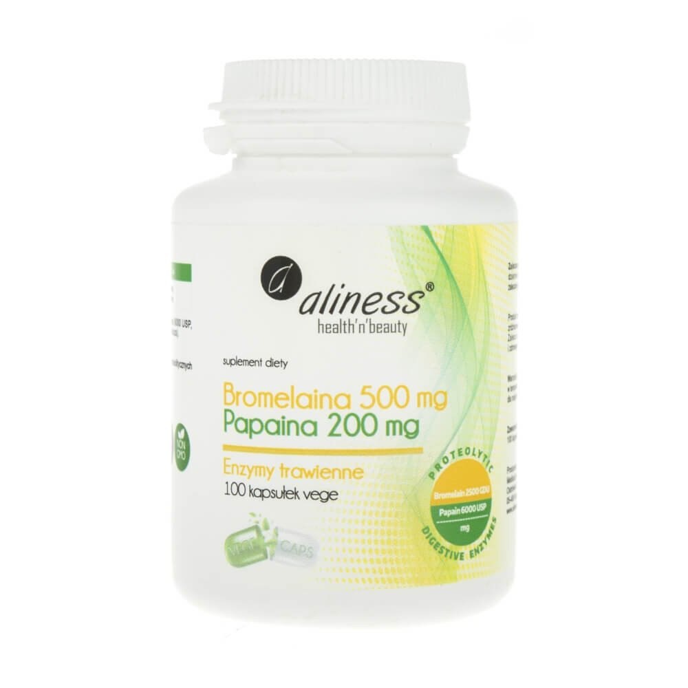 Supliment nutritiv Bromelaina 500 mg/Papaina 200 mg Aliness, 100 capsule