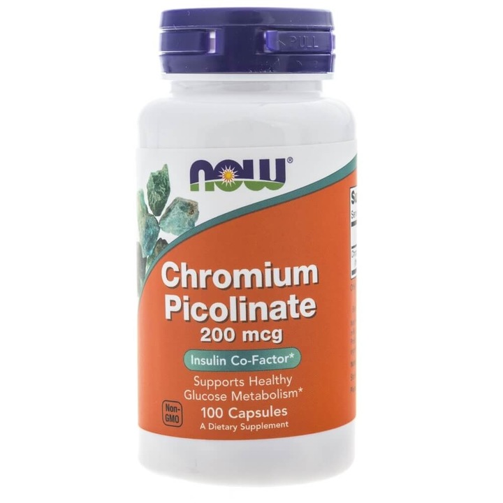 Chromium Picolinate, Crom Picolinat, 200mcg, Now Foods, 100 capsule