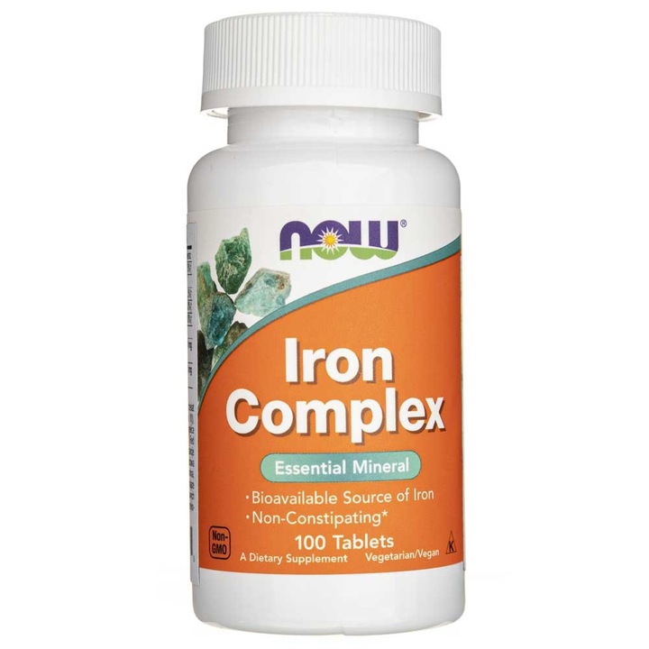 Complex De Fier Now Foods Fier Vitamina C B12 Acid Folic 100 Comprimate
