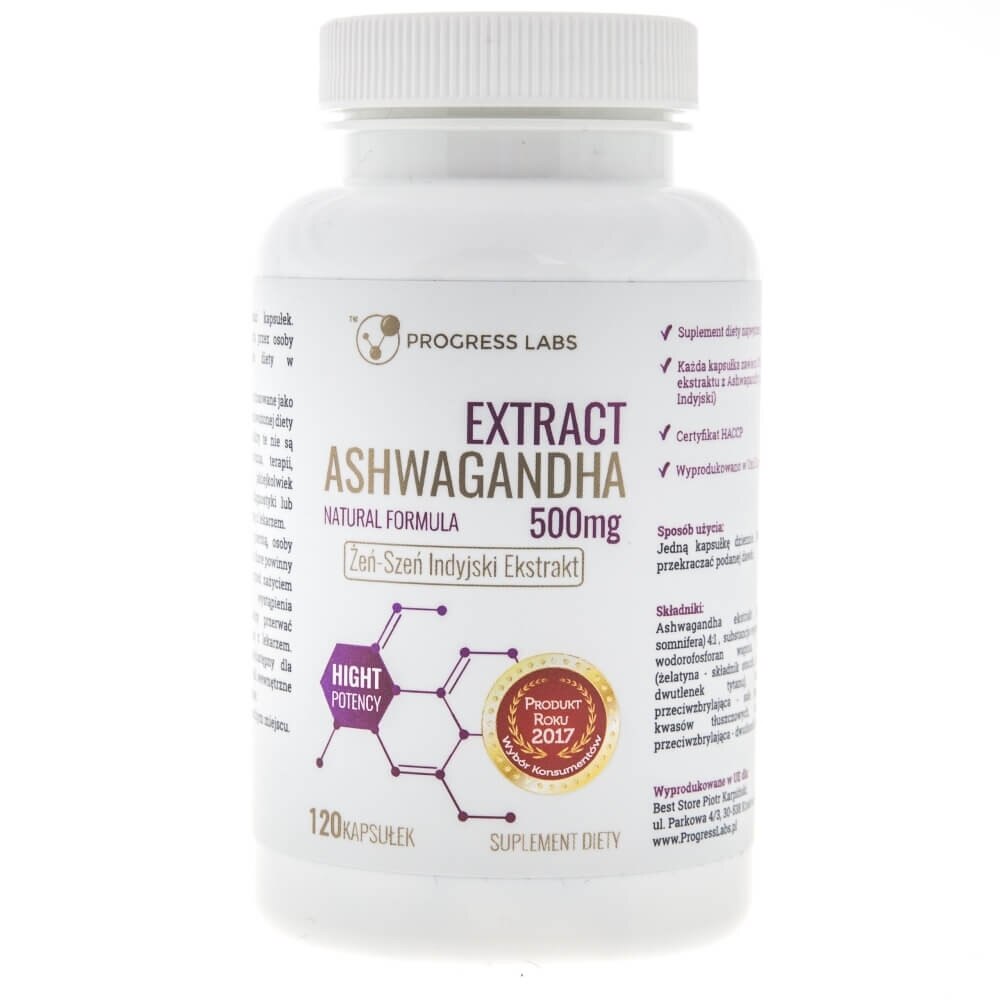 Suplimente nutritive, Ashwagandha 500 mg, Progress Labs, 120 capsule
