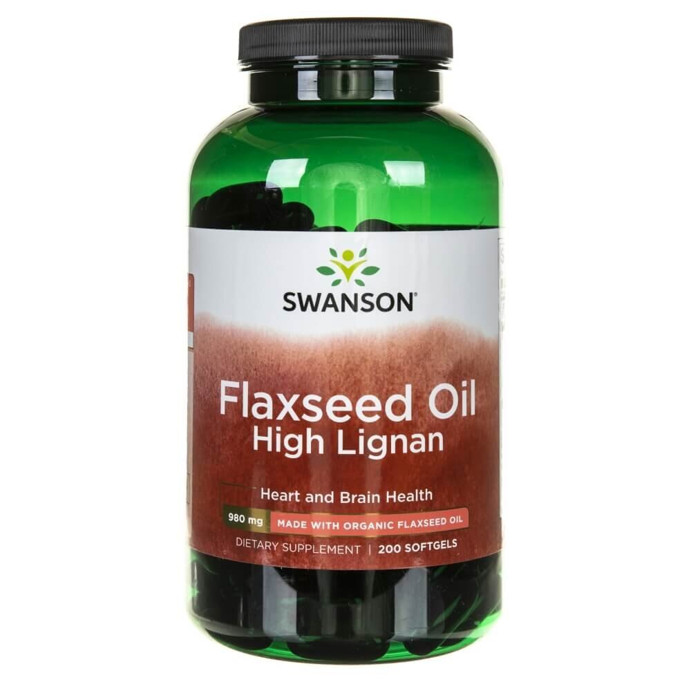 Supliment nutritiv din seminte de in, 200 Capsule, 1000 mg, Swanson