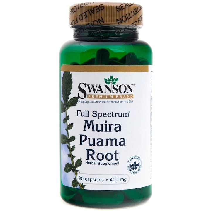 Swanson Full-Spectrum Muira Puama Radacina 400 mg 90 Capsule, imbunatatiti functia erectila, in caz de impotenta, creste excitatia sexuala si energia