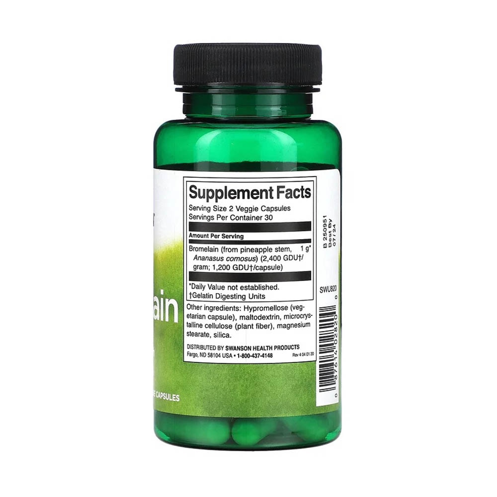 Bromelain (Enzime Naturale) 1200 GDU, Swanson, 60 capsule, SWU820 eMAG.ro