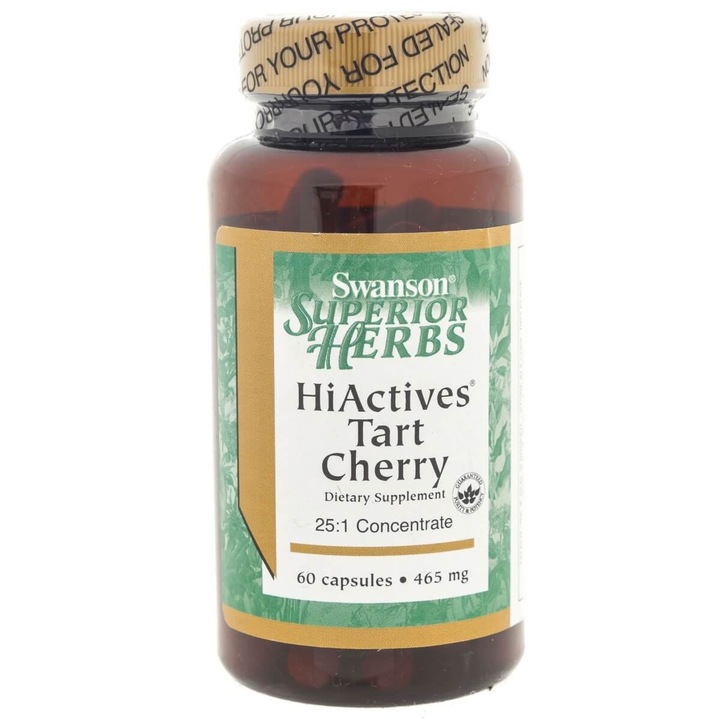 Supliment nutritiv HiActives Tart Cherry, 465 mg, 60 capsule, Swanson