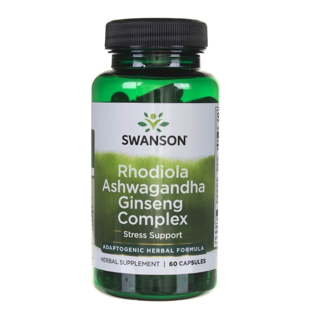 Suplimente nutritive Swanson Complex Rhodiola Ashwagandha Ginseng (Rosaceae), 60 capsule