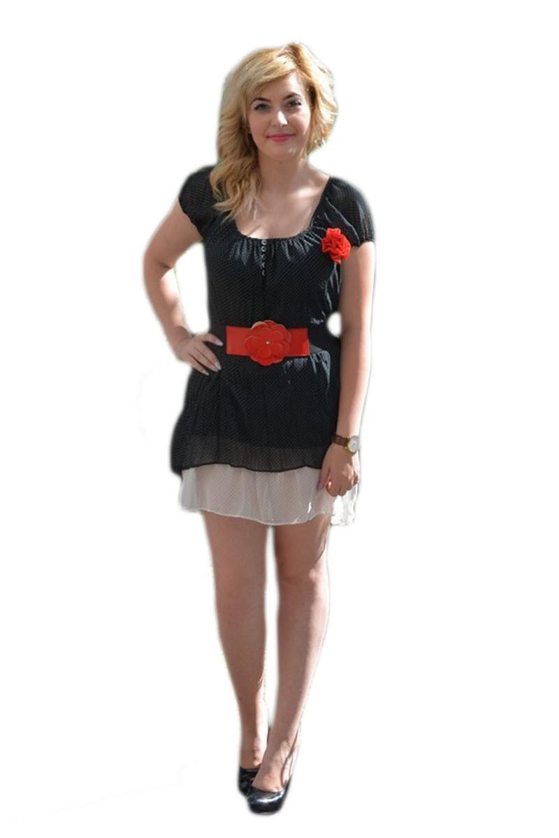 Rochie feminine de vara cu buline albe, D&J Exclusive, Negru/Rosu