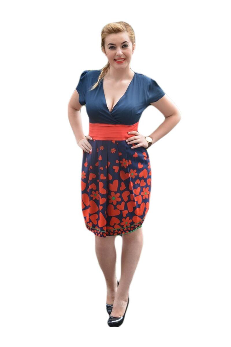 Rochie casual tinereasca,D&J Exclusive, Bleumarin-rosu