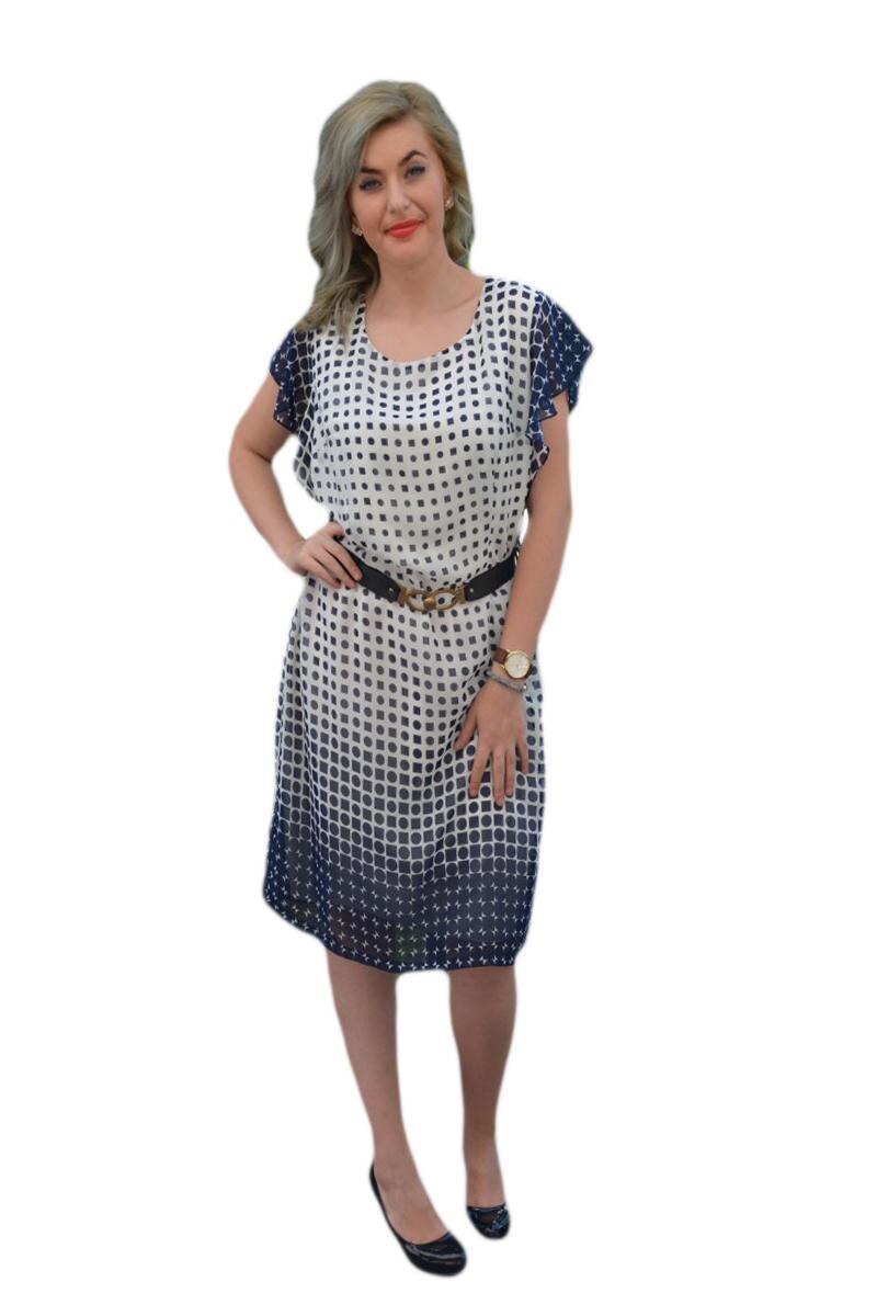 Rochie casual, D&J Exclusive, Alb-bleumarin