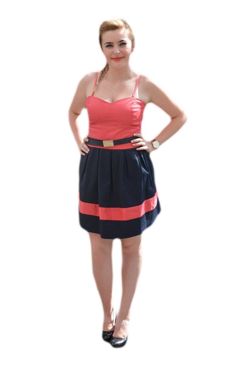 Rochie feminina de vara, casual,D&J Exclusive, Bleumarin-corai