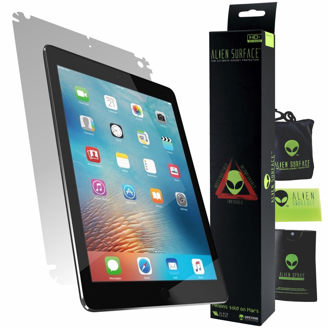 Folie Alien Surface HD, Apple iPad 9.7 inch (2018), protectie spate, laterale + Alien Fiber cadou