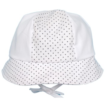Bandana bumbac, baieti, Mic Pitic, Alb/ Puncte gri Bandana bumbac, baieti, Mic Pitic, Alb/ Puncte gri
