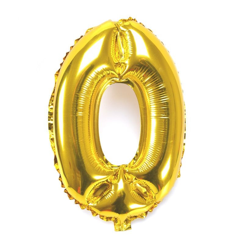 Balon folie, cifra 0, culoare auriu, 74 cm, 1 buc
