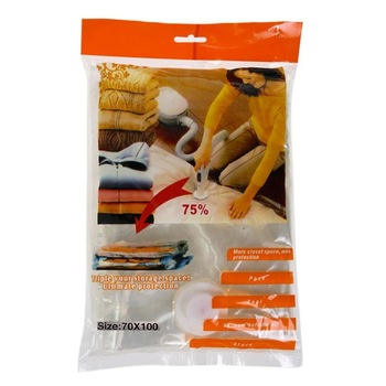 Set 3 saci de vidat haine, pilote, marime 70 x 100 cm, transparent, vidare prin vacuum Set 3 saci de vidat haine, pilote, marime 70 x 100 cm, transparent, vidare prin vacuum