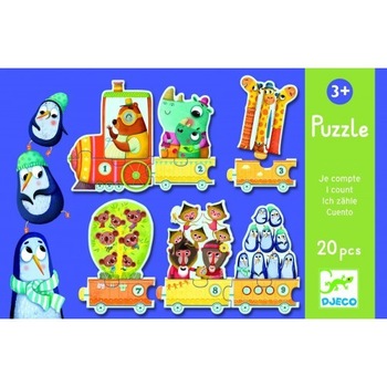 Puzzle trenuletul cu animale numarate 20 piese,Djeco Puzzle trenuletul cu animale numarate 20 piese,Djeco