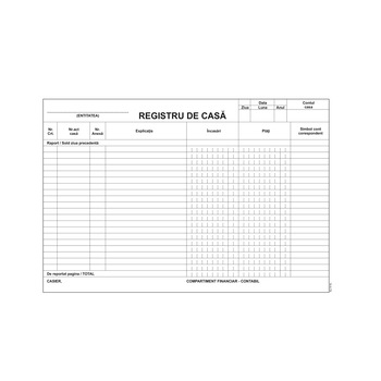 Registru de Casa, Format A4, 2 Exemplare, 50 Seturi/Carnet - Pentru Legislatie Registru de Casa, Format A4, 2 Exemplare, 50 Seturi/Carnet - Pentru Legislatie